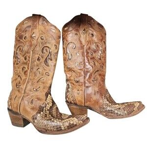 Corral Python Womens Vintage Cowboy Boots Size 9